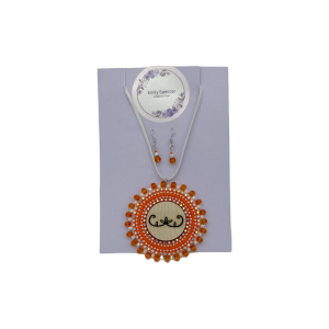 Emily Spencer: Medallion & Earring Set - Wood Double Curve