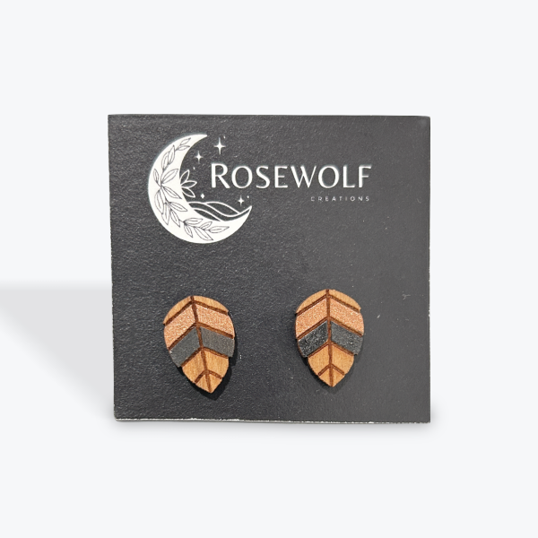 RoseWolf Creations: Wood Leaf Stud Earrings