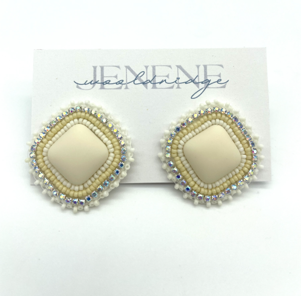 Jenene Wooldridge: Square Matte Centre Beaded Earrings