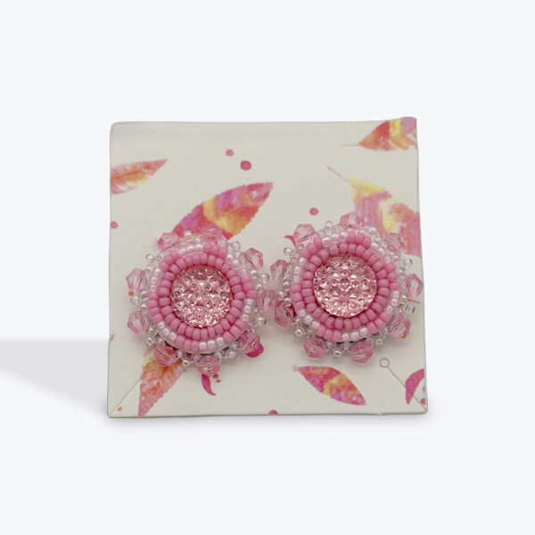 Kay Sark: Pink Beaded Stud Earrings