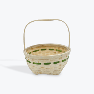 Red Stone Ash Baskets: Handle Basket with Green Detail