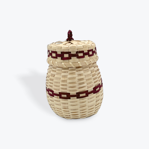 Jim's Baskets: Black Ash Basket w/Burgundy Detail