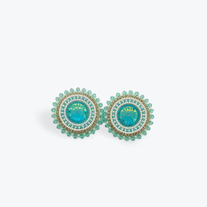 Bojji Beads: Round Teal Stud Earrings